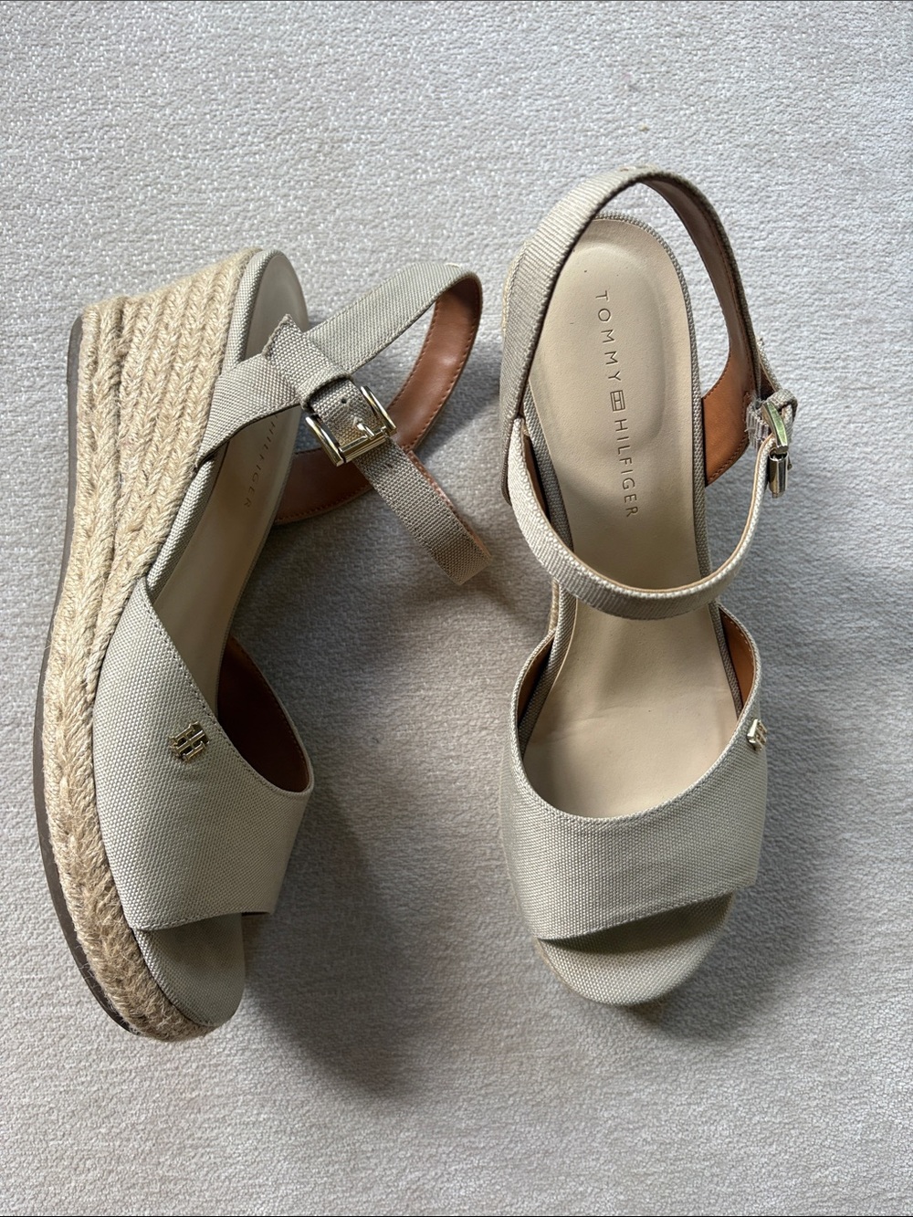 Tommy Hilfiger Beige Espadrille Wedge Sandals